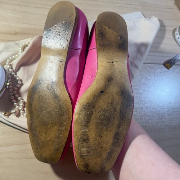 Vintage Barbiecore Enzo Angiolini Hot Pink Leather Loafers | Square Toe Flats 8M - Picture 7 of 9